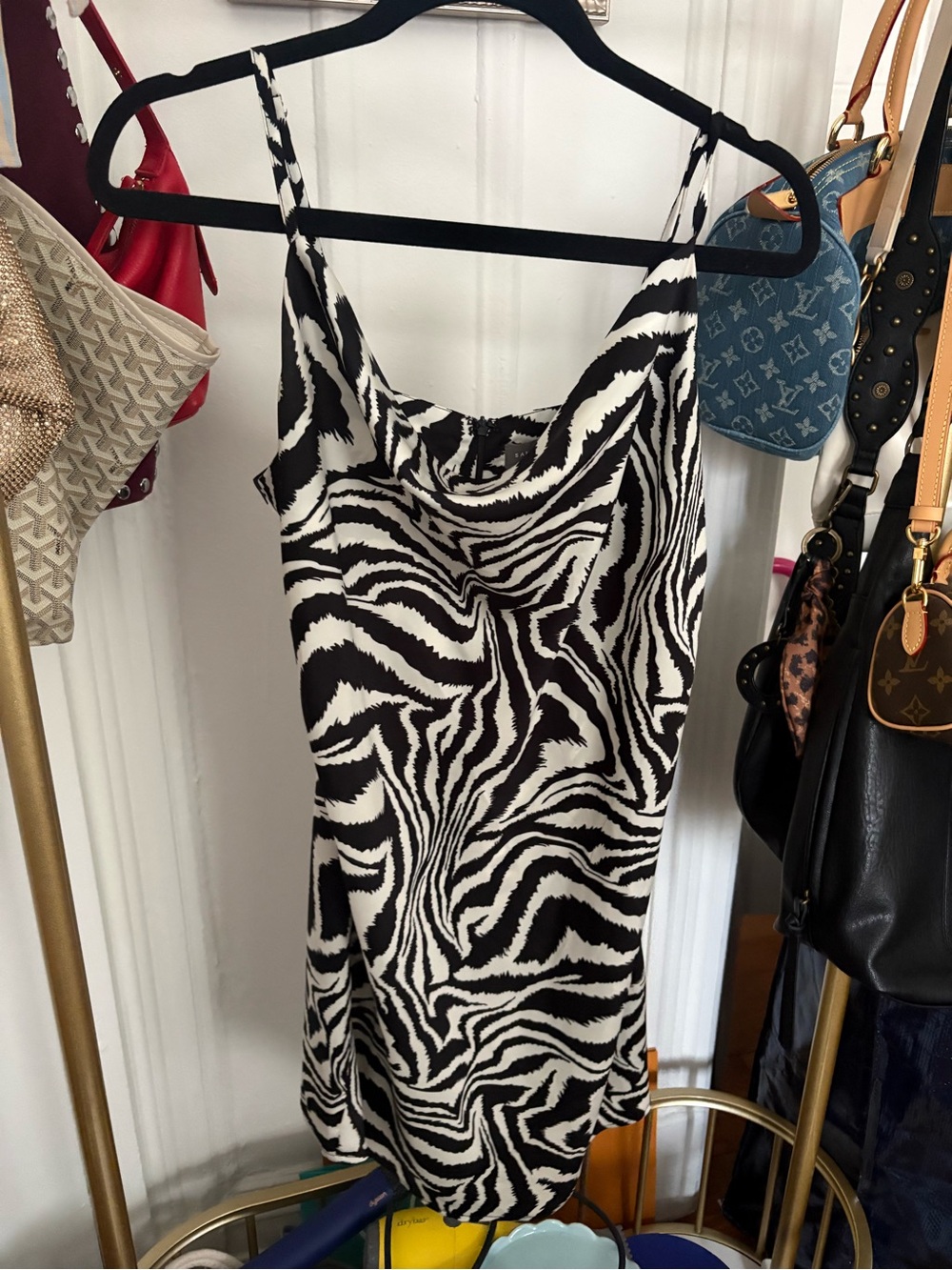 Sans Souci Black and White Zebra Print Slip Mini Dress